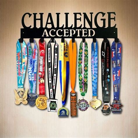 Medal Display - Challenge Accepted 10 Hook Running Medal Holder , Medal ...