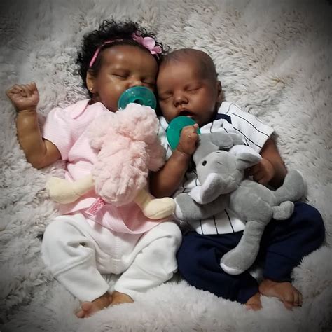 African American Reborn Baby Twins Deborah and Delia 17" Real Lifelike Cute Silicone Reborn ...