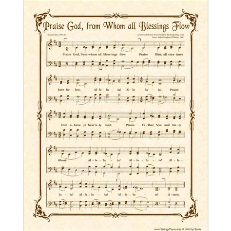 PRAISE GOD FROM Whom All Blessings Flow Doxology Christian - Etsy | Hymn wall art, Music wall ...