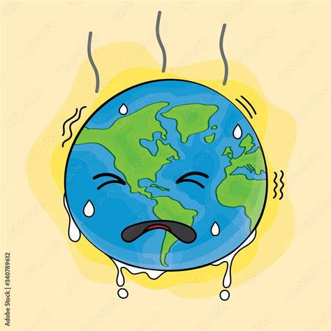 Global warming Cartoon Vector Illustration Hand Stock Vector | Adobe Stock