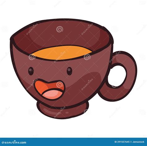 Autumn kawaii coffee cup stock vector. Illustration of cute - 291557645