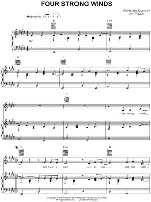 Johnny Cash "Four Strong Winds" Sheet Music - Download & Print