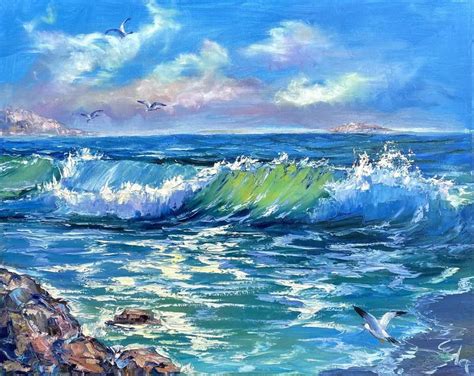 Ocean Waves Sea Beach Seascape Oil Painting on Canvas 24x30 Inch ...