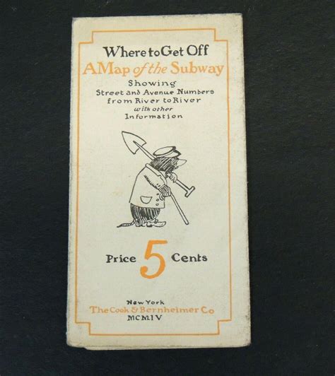 Antique 1904 vtg New York City SUBWAY MAP Transit Cook & Bernheimer ...