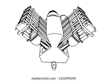 Vector Outline Engine Stock Vector (Royalty Free) 1153599259 | Shutterstock