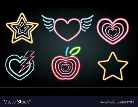 Neon light symbols in different shapes Royalty Free Vector