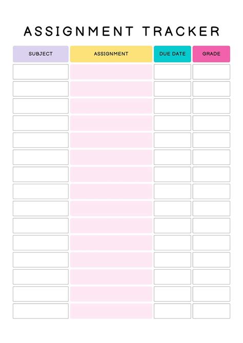 Cute Weekly Homework Planner Template