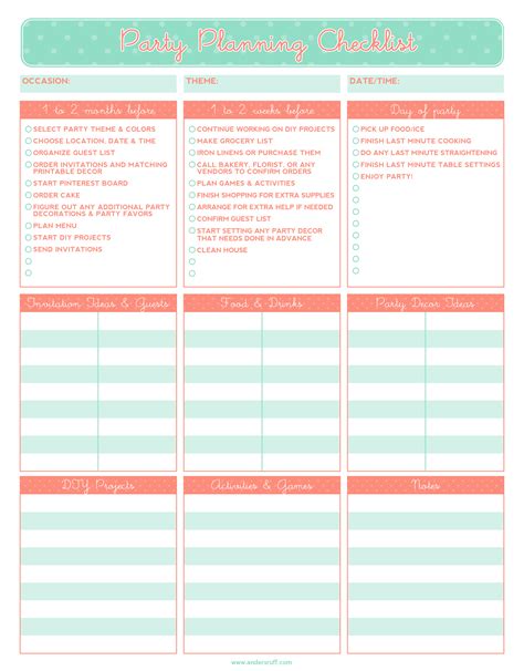 Ruff Draft: FREE PRINTABLE Party Planning Checklist - Anders Ruff Custom Designs, LLC