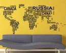World Map Country Names Vinyl Decals Modern Wall Stickers