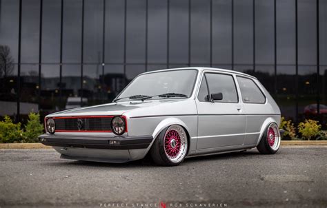 Wallpaper volkswagen, silver, wheels, Golf, golf, tuning, front, gti ...