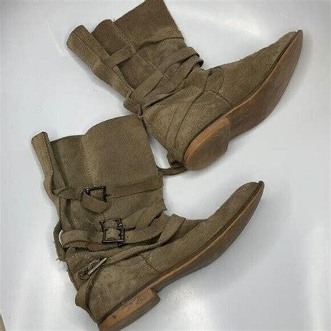 Pull on suede leather boots with buckles size 37 - Gem