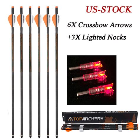 6X 20'' Crossbow Bolts Carbon Arrow Straightness .006 & 3X Lighted ...