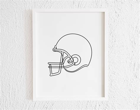 American Football Helmet Drawing Print. Printable Minimalist - Etsy