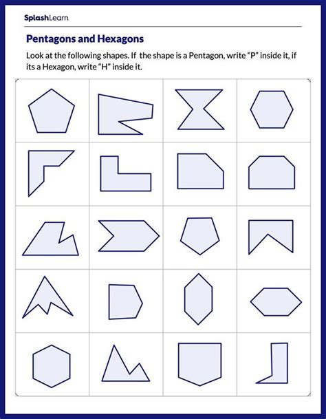 Pentagon Shapes Worksheets