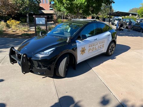 Tesla Model Y showcased at Menlo Park Police employee appreciation event