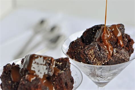 Chocolate Cake Bread Pudding With Dulce de Leche Bourbon Sauce Recipe