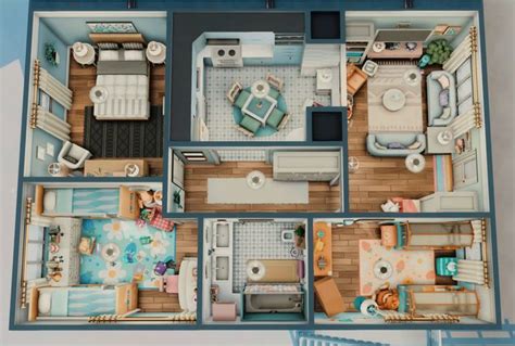 A cute apartment for 8 SIMS 🧸...(Sims 4 Speed Build) | Sims, Sims house, Sims 4