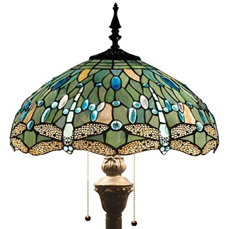 Tiffany Style Floor Standing Lamp 64 Inch Tall Sea Blue Stained Glass ...