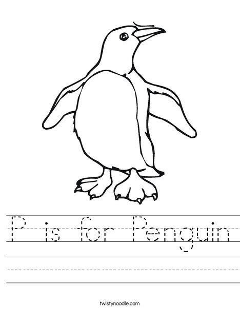 P is for Penguin Worksheet - Twisty Noodle