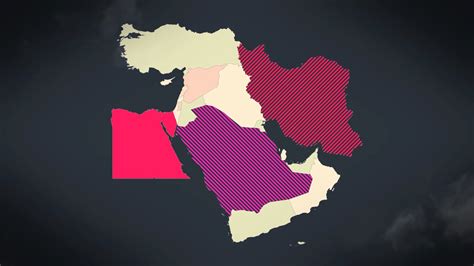 دانلود پروژه آماده افترافکت : نقشه خاورمیانه Map Of Middle East With Countries 24411382 – تایم کد