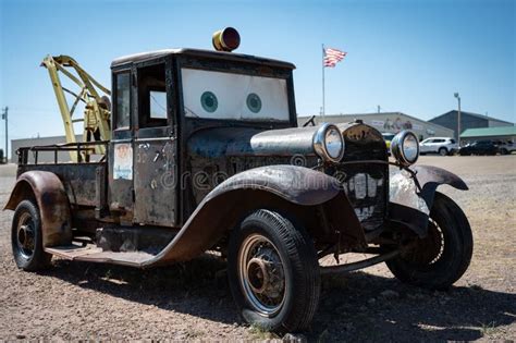 Vintage Truck with Lightning Mcqueen Eyes in a Desert Setting Editorial ...