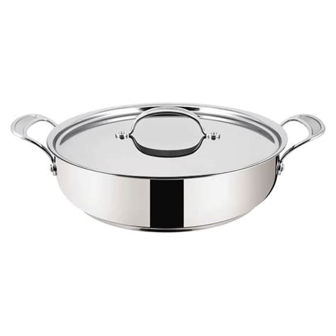 Jamie Oliver by Tefal Stainless Steel Non-Stick Shallow Pan with Lid - 30cm | Jamie Oliver Shop