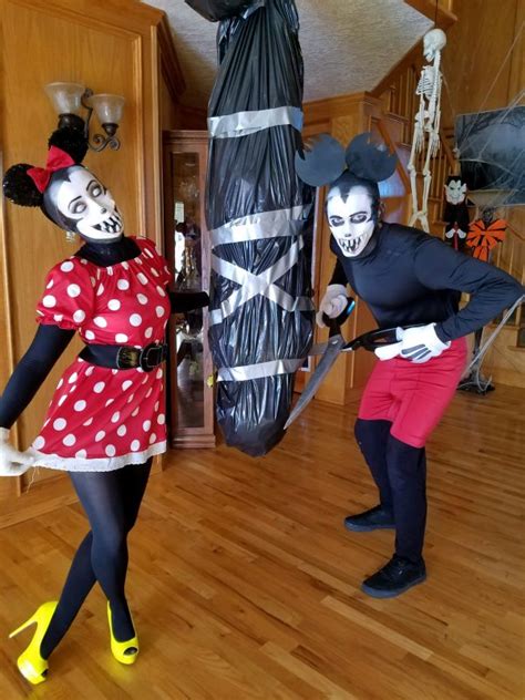 Scary Mickey and Minnie Mouse DIY Couple Costume