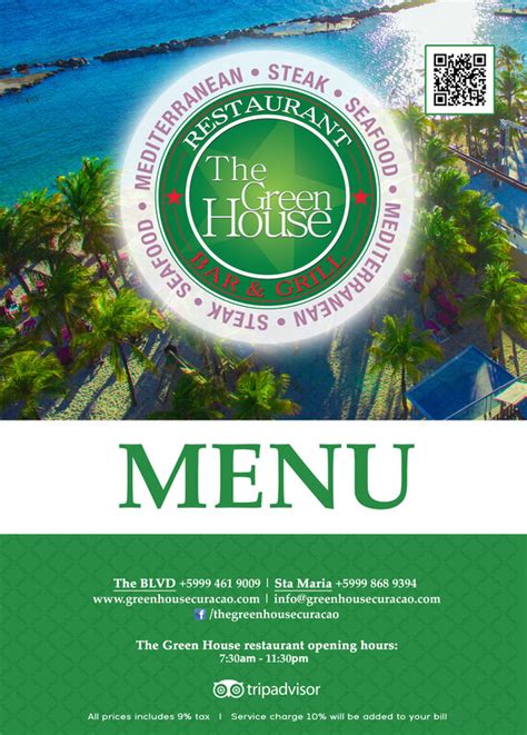 Our Menu. - THE GREENHOUSE CURACAO