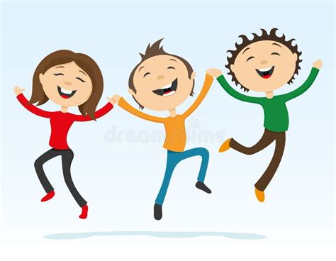 Happy Friends Holding Hands in a Jump Stock Vector - Illustration of background, happiness: 63256194