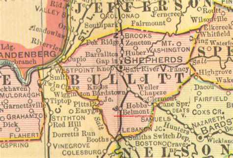 Bullitt County, Kentucky 1905 Map Shepherdsville