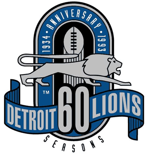 IMAGES OF DETROIT LIONS FOOTBALL LOGOS | Detroit Lions Anniversary Logo (1993) - Detroit Lions ...