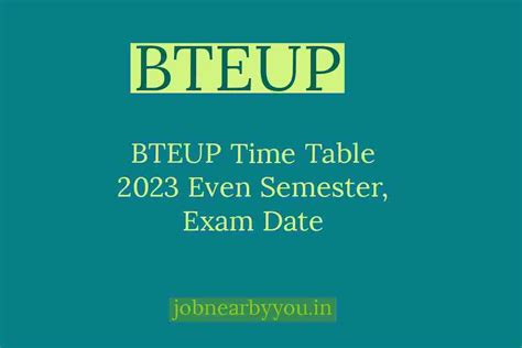 BTEUP Time Table 2023 Even Semester, Exam Date