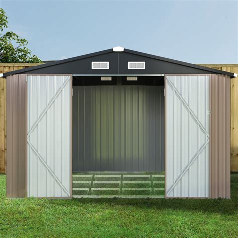 JolyDale 10 ft. W x 8 ft. D Metal Lean-to Storage Shed with Metal Base Frame Kit | Wayfair