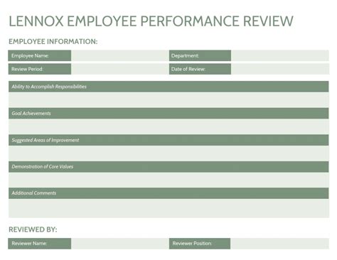 3 month performance review template