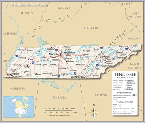 Tennessee Contour Map - Printable Map Of Tennessee With Cities ...