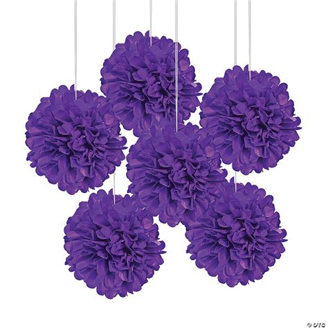 Purple Tissue Paper Pom-Pom Decorations | Oriental Trading