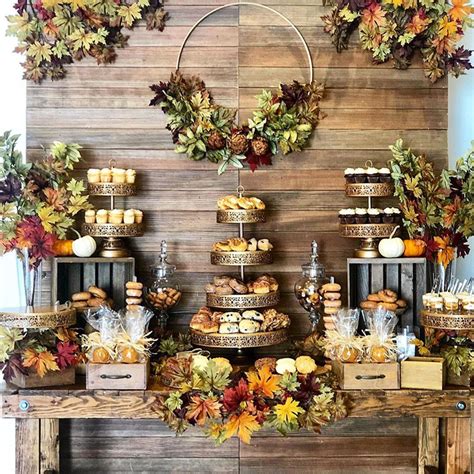 Rustic Autumn Themed Dessert Table | Fall desserts table, Rustic dessert table, Rustic wedding ...