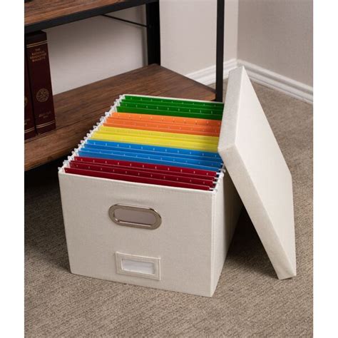 Rebrilliant Internet's Best Collapsible File Storage Organizer Box With Lid - Decorative Linen ...