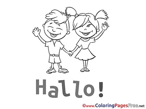 Hello Colouring Page Kids printable free