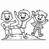 5 Kids Laughing Together Coloring Page · Creative Fabrica sketch template