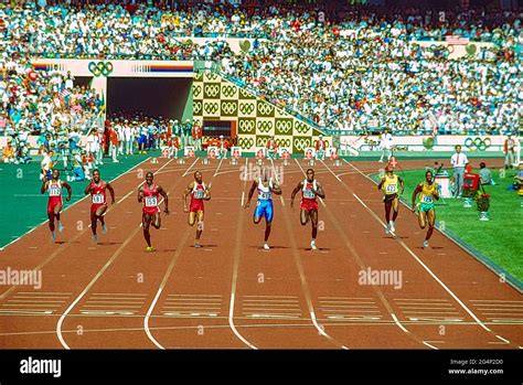 Final of the Men's 100m at the 1988 Olympic Summer Games. Ben Johnson ...