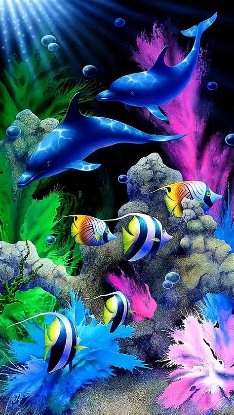 1080P free download | Under the ocean, bubbles, colorful, dolphin, fish ...