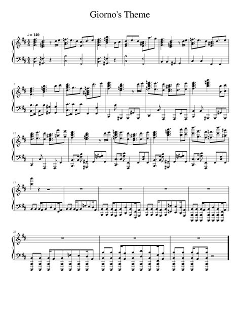 Giorno's Theme Sheet music for Piano (Solo) | Download and print in PDF or MIDI free sheet music ...