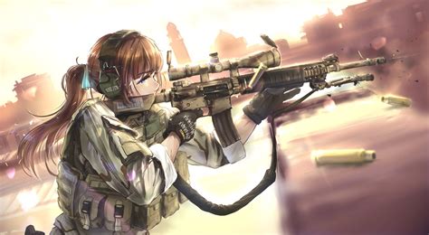 Anime Soldier with Weapon - HD Wallpaper by 炭涂