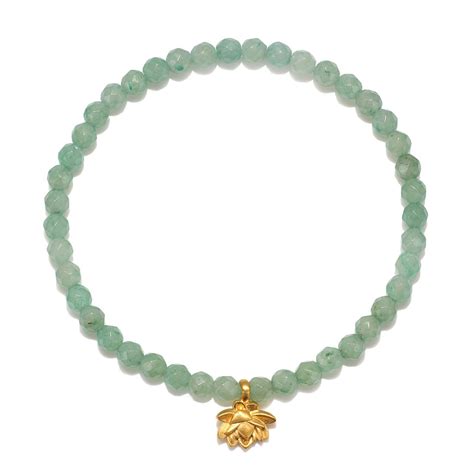 Satya Jewelry Stretch Bracelet in Green Aventurine + Lotus - Organic Bunny