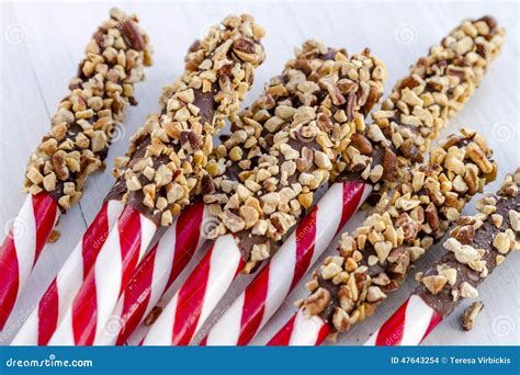 Chocolate Covered Peppermint Sticks with Nuts Stock Photo - Image of baked, homemade: 47643254