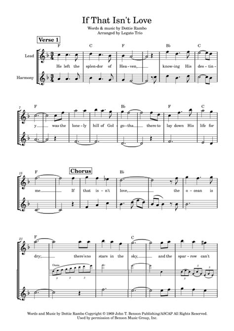 If That Isn't Love (arr. Legato Trio) by Dottie Rambo Sheet Music for Instrumental Duet at Sheet ...