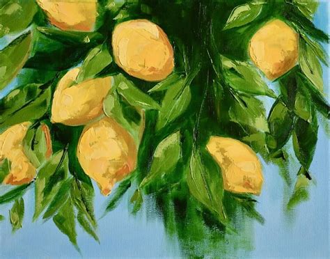 Original Lemon Tree Painting on Canvas by Contemporary Impressionist April Moffatt, Lemon Art ...