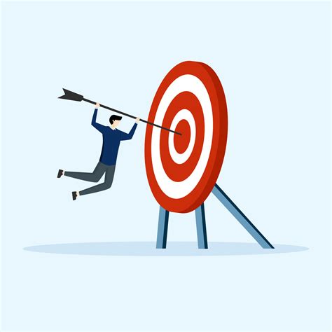 Business Vision, businessman hitting arrow on target, team work ...