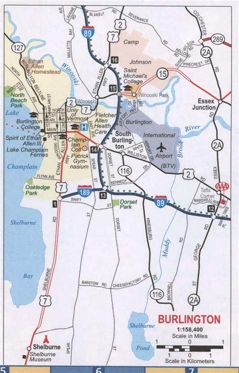 Burlington VT roads map. Free printable highway map Burlington city surrounding area